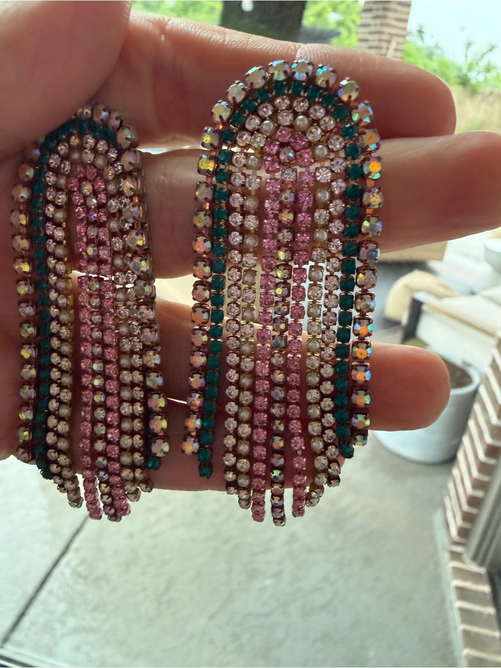 Feed Me Gem Crystal Fringe Drop Earrings -